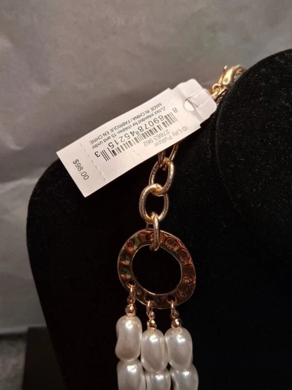 Lilly Pulitzer Faux Pearl Gold Tone Necklace NWT - Picture 4 of 5
